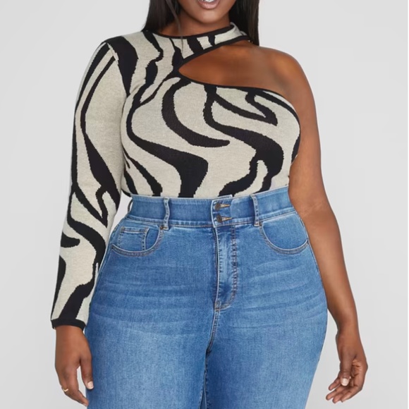 WOMEN'S PLUS SIZE - NWT FASHION TO FIGURE ONE SHOULDER SWEATER SZ 3 - Picture 1 of 4